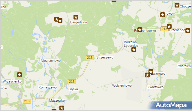 mapa Strzeszewo gmina Wicko, Strzeszewo gmina Wicko na mapie Targeo