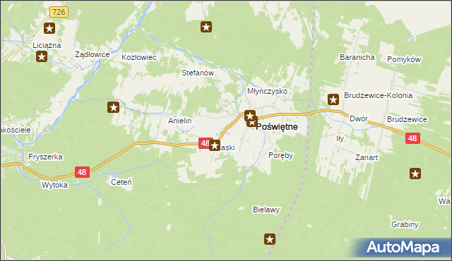 mapa Studzianna gmina Poświętne, Studzianna gmina Poświętne na mapie Targeo