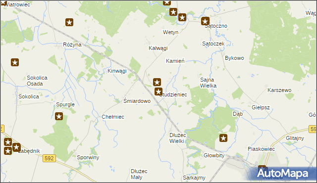mapa Studzieniec gmina Korsze, Studzieniec gmina Korsze na mapie Targeo