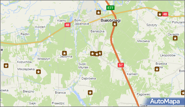 mapa Sucha gmina Białobrzegi, Sucha gmina Białobrzegi na mapie Targeo