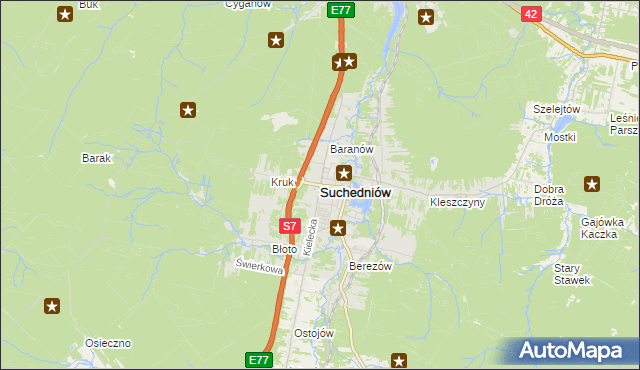 mapa Suchedniów, Suchedniów na mapie Targeo
