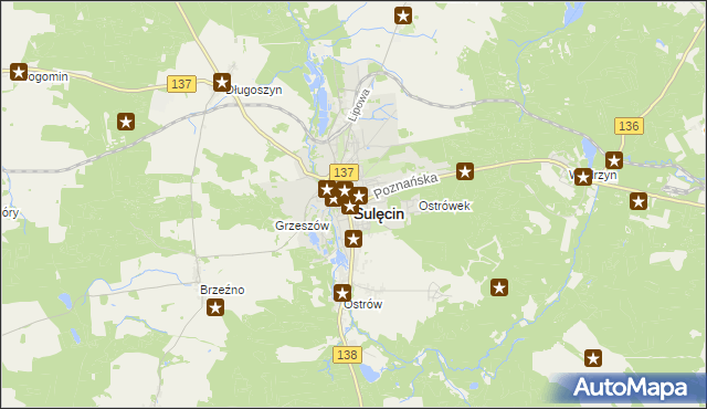mapa Sulęcin, Sulęcin na mapie Targeo