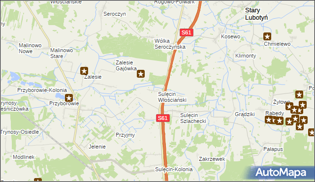 mapa Sulęcin Włościański, Sulęcin Włościański na mapie Targeo