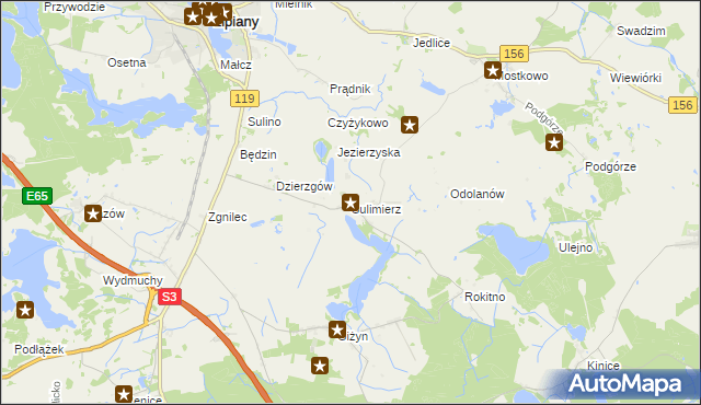 mapa Sulimierz gmina Myślibórz, Sulimierz gmina Myślibórz na mapie Targeo