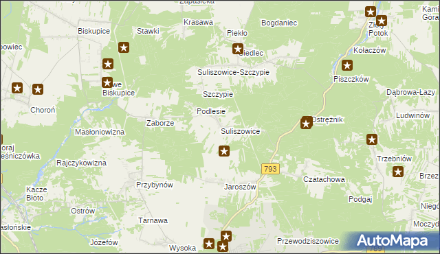 mapa Suliszowice, Suliszowice na mapie Targeo