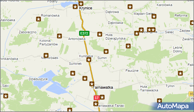 mapa Sumin gmina Tarnawatka, Sumin gmina Tarnawatka na mapie Targeo