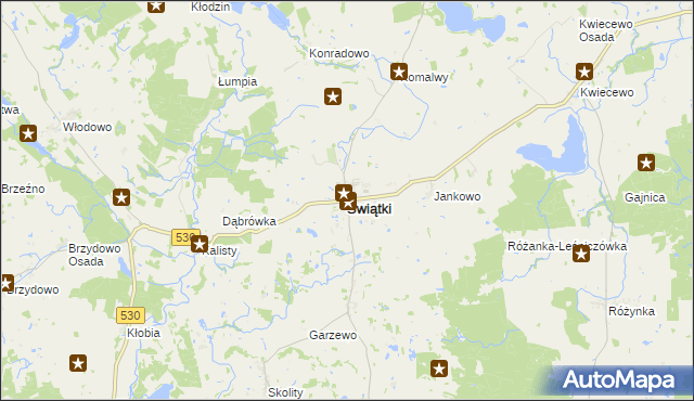 mapa Świątki powiat olsztyński, Świątki powiat olsztyński na mapie Targeo