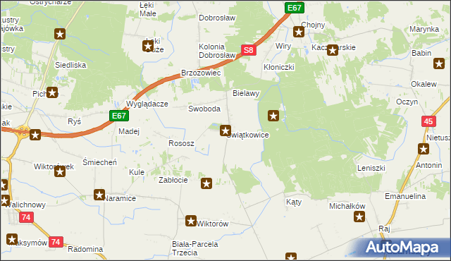 mapa Świątkowice gmina Lututów, Świątkowice gmina Lututów na mapie Targeo