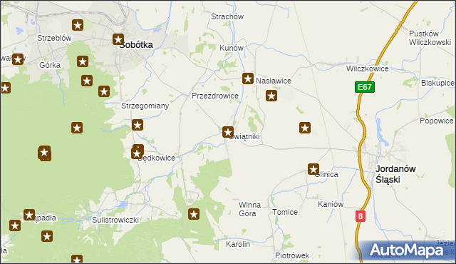 mapa Świątniki gmina Sobótka, Świątniki gmina Sobótka na mapie Targeo