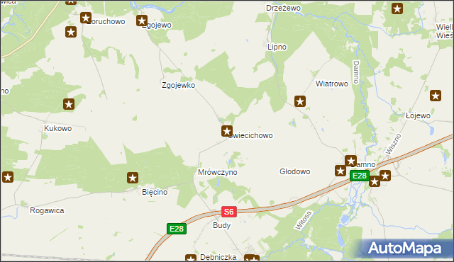 mapa Świecichowo, Świecichowo na mapie Targeo