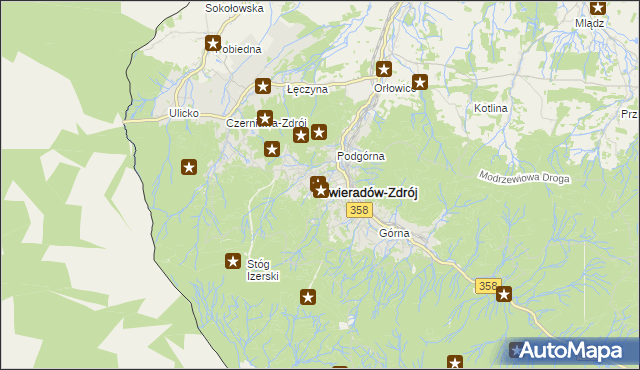 mapa Świeradów-Zdrój, Świeradów-Zdrój na mapie Targeo