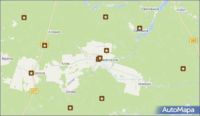mapa Świerczyna gmina Wierzchowo, Świerczyna gmina Wierzchowo na mapie Targeo