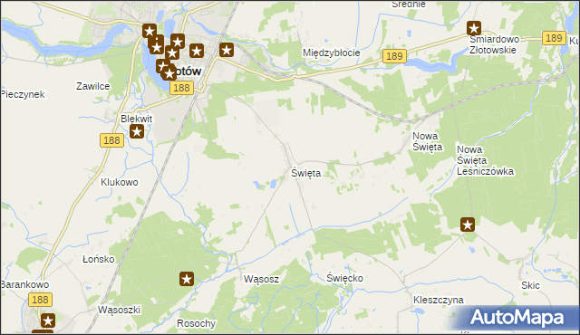 mapa Święta gmina Złotów, Święta gmina Złotów na mapie Targeo