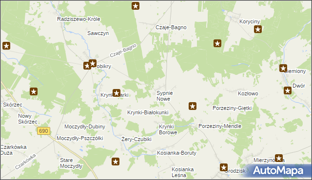 mapa Sypnie Nowe, Sypnie Nowe na mapie Targeo