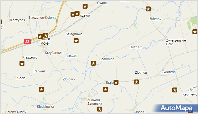 mapa Szaleniec, Szaleniec na mapie Targeo