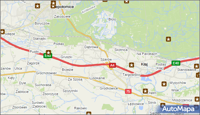 mapa Szarów gmina Kłaj, Szarów gmina Kłaj na mapie Targeo
