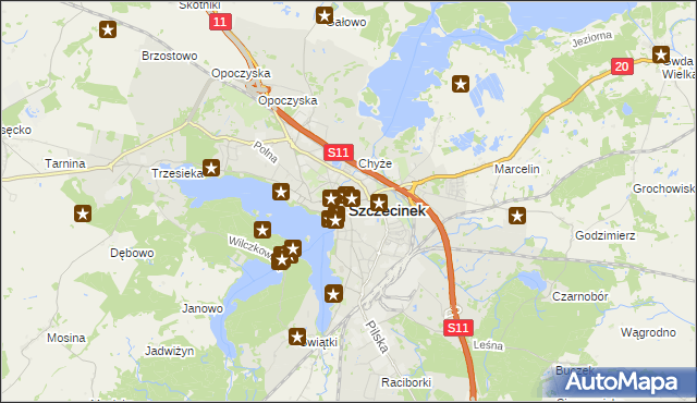 mapa Szczecinek, Szczecinek na mapie Targeo
