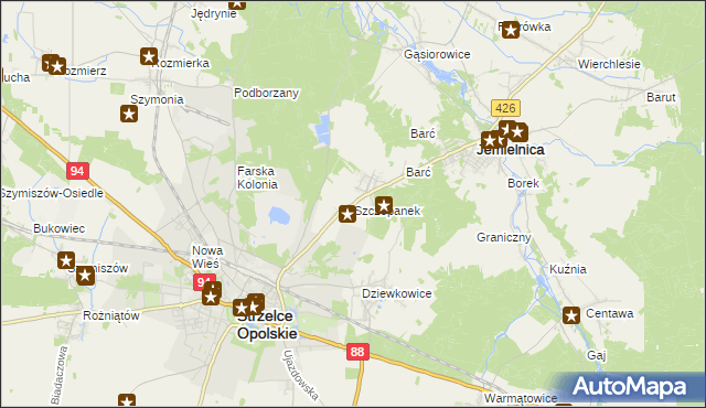 mapa Szczepanek gmina Strzelce Opolskie, Szczepanek gmina Strzelce Opolskie na mapie Targeo