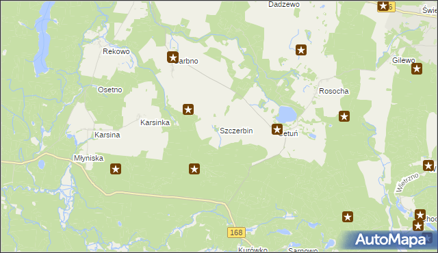 mapa Szczerbin gmina Polanów, Szczerbin gmina Polanów na mapie Targeo