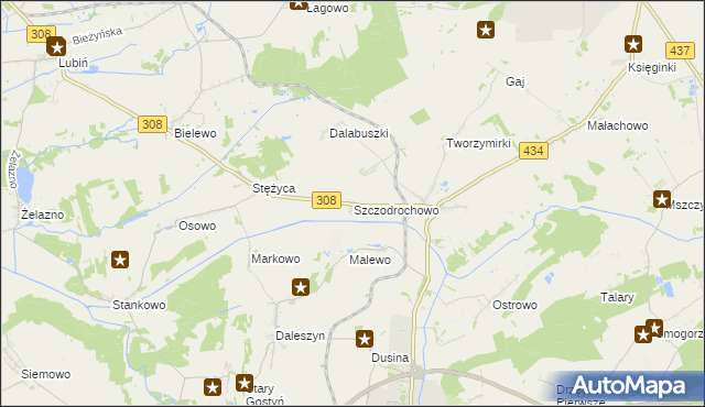 mapa Szczodrochowo gmina Gostyń, Szczodrochowo gmina Gostyń na mapie Targeo