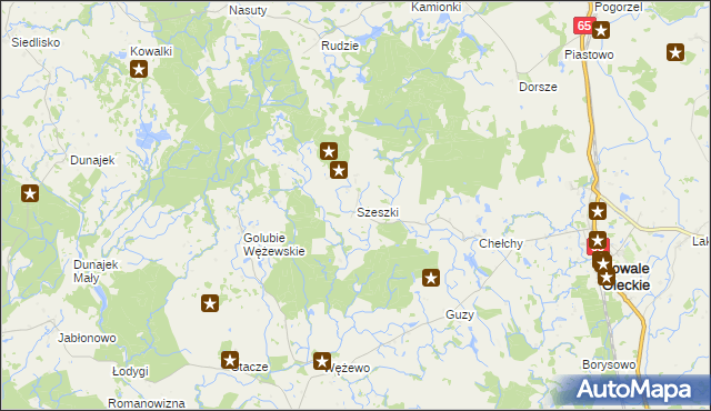 mapa Szeszki gmina Kowale Oleckie, Szeszki gmina Kowale Oleckie na mapie Targeo