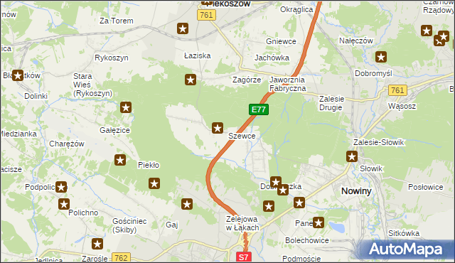 mapa Szewce gmina Sitkówka-Nowiny, Szewce gmina Sitkówka-Nowiny na mapie Targeo