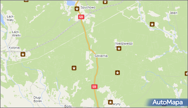 mapa Szklarnia gmina Świętajno, Szklarnia gmina Świętajno na mapie Targeo