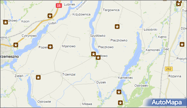 mapa Szydłowo gmina Trzemeszno, Szydłowo gmina Trzemeszno na mapie Targeo