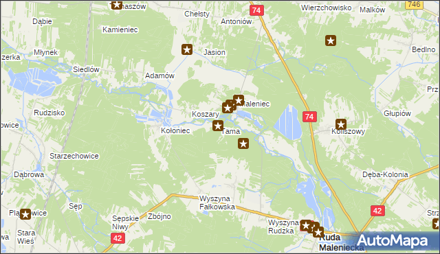 mapa Tama gmina Ruda Maleniecka, Tama gmina Ruda Maleniecka na mapie Targeo