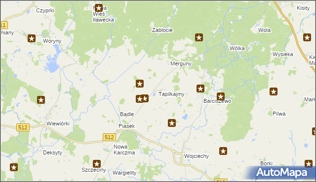 mapa Tapilkajmy, Tapilkajmy na mapie Targeo