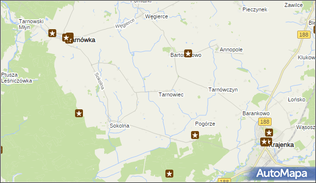 mapa Tarnowiec gmina Tarnówka, Tarnowiec gmina Tarnówka na mapie Targeo