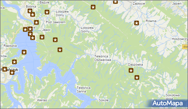 mapa Teleśnica Oszwarowa, Teleśnica Oszwarowa na mapie Targeo