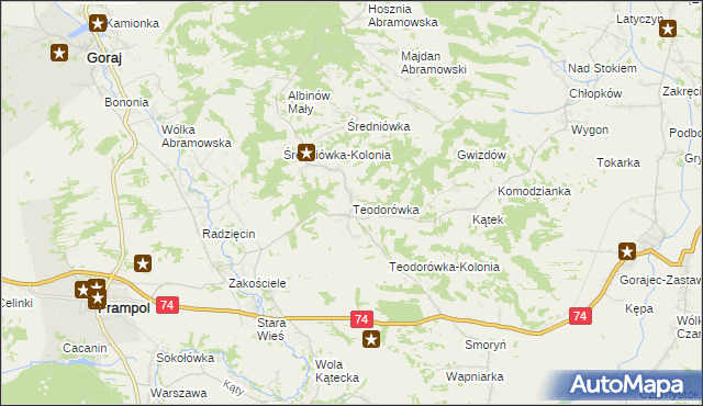 mapa Teodorówka gmina Frampol, Teodorówka gmina Frampol na mapie Targeo