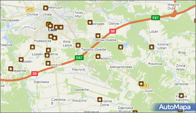 mapa Teodory, Teodory na mapie Targeo