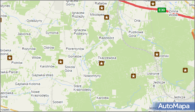mapa Tkaczewska Góra, Tkaczewska Góra na mapie Targeo