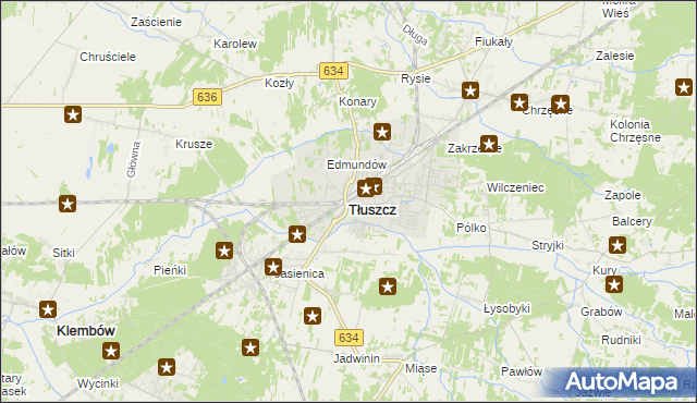 mapa Tłuszcz powiat wołomiński, Tłuszcz powiat wołomiński na mapie Targeo