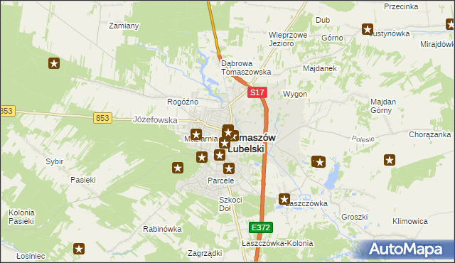 mapa Tomaszów Lubelski, Tomaszów Lubelski na mapie Targeo