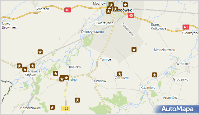 mapa Tomice gmina Głogówek, Tomice gmina Głogówek na mapie Targeo