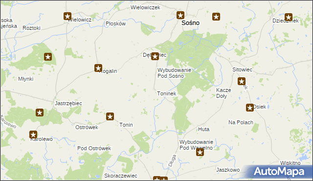 mapa Toninek, Toninek na mapie Targeo