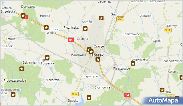 mapa Toszek, Toszek na mapie Targeo