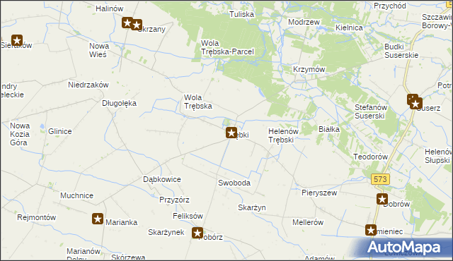 mapa Trębki, Trębki na mapie Targeo
