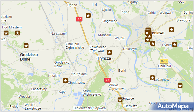 mapa Tryńcza, Tryńcza na mapie Targeo