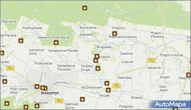 mapa Trzcianka gmina Bodzentyn, Trzcianka gmina Bodzentyn na mapie Targeo