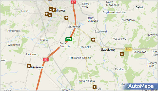 mapa Trzcianka gmina Szydłowo, Trzcianka gmina Szydłowo na mapie Targeo