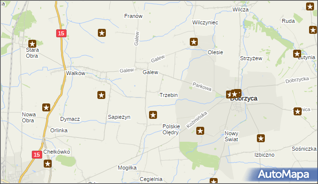 mapa Trzebin gmina Dobrzyca, Trzebin gmina Dobrzyca na mapie Targeo