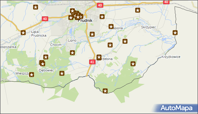 mapa Trzebina gmina Lubrza, Trzebina gmina Lubrza na mapie Targeo