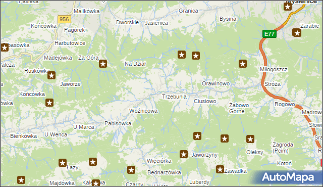 mapa Trzebunia, Trzebunia na mapie Targeo