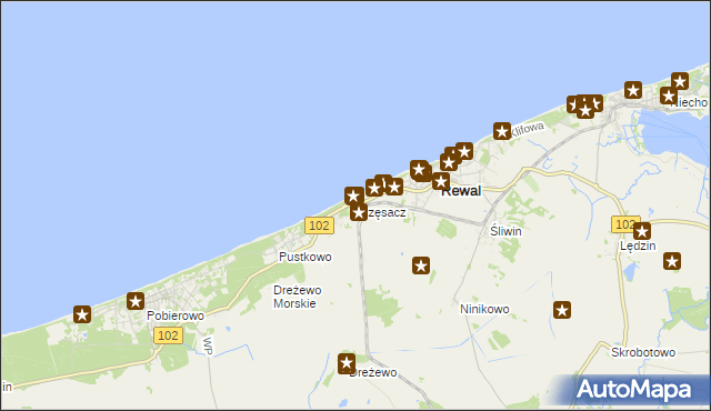 mapa Trzęsacz gmina Rewal, Trzęsacz gmina Rewal na mapie Targeo