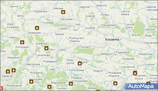 mapa Trzycierz, Trzycierz na mapie Targeo