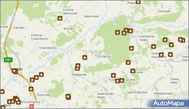mapa Trzyrzeczki, Trzyrzeczki na mapie Targeo
